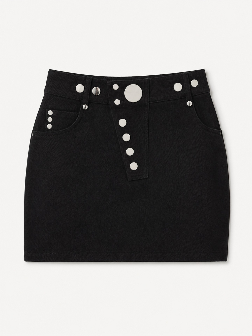 Alexader Wang Black Virgin Wool Mirror Snap Skirt, Size 4, NWOT, Retail $550